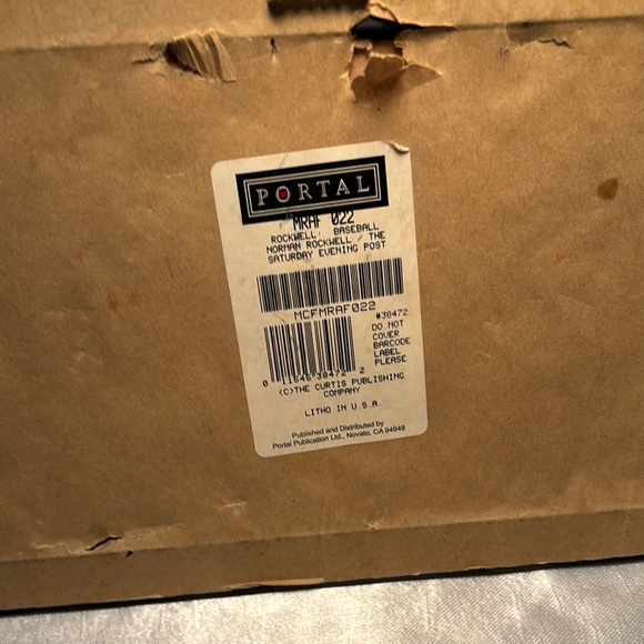 Vintage Baseball Collage of Norman Rockwell in Brown Wooden Frame - Picture 4 of 4